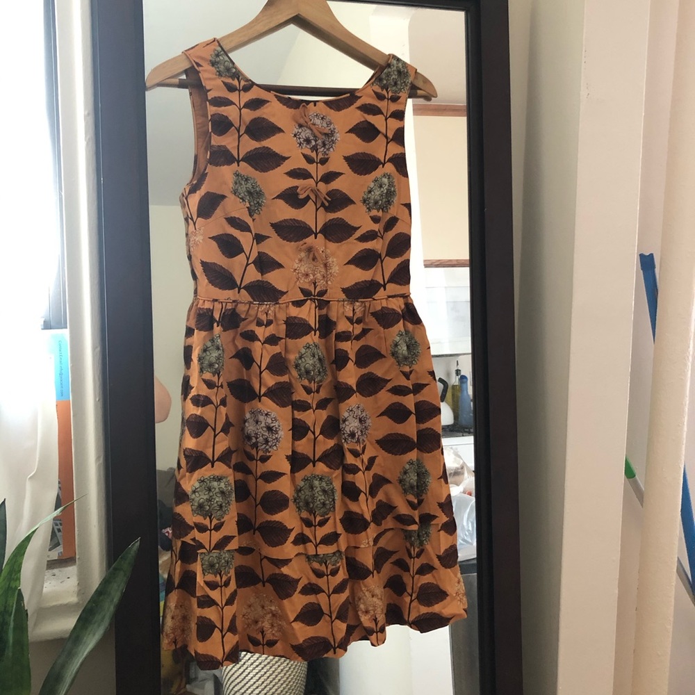 Anthropologie bow floral dress in burnt orange